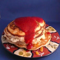 Peach Pancakes With Raspberry Sauce