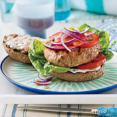 Turkey Burgers with Spicy Pickle Sauce