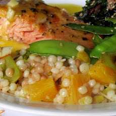 Orange Israeli Couscous With Snow Peas