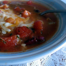 Cheesy Topped Bean Soup