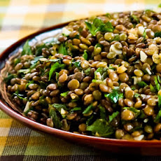 Lebanese Lentil Salad with Garlic, Cumin, Mint, and Parsley