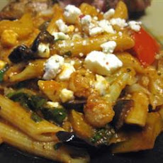 Whole Wheat Rigatoni and Cauliflower, Wilted Arugula, Feta & Olives