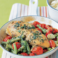 Chicken and Vegetable Saute with Lemon-Parmesan Rice