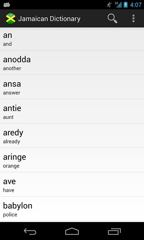 Android application Jamaican Patois Dictionary screenshort