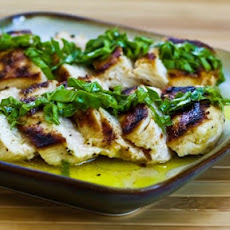 Mustard, Lemon, and Coriander Grilled Chicken Breasts with Lemon-Basil Vinaigrette
