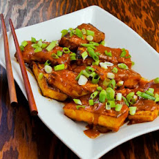 Spicy Vegan Peanut Butter Tofu with Sriracha