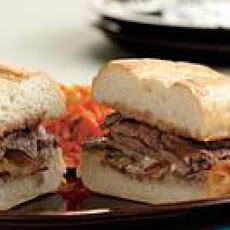 French Onion Dip Steak Sandwiches with Carrot-Broccoli Slaw