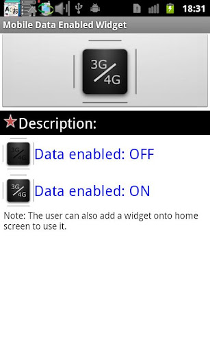 Mobile data enabler widget 3G