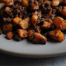 Merguez and Sweet Potato Hash