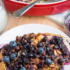 Blueberry Baked French Toast with Amaretti Crumble and Blueberry Maple Syrup