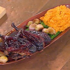 Emeril's Atlanta's Port Wine Glazed Roasted Duck with Pureed Sweet Potatoes, Haricots Verts and Roasted Shallots