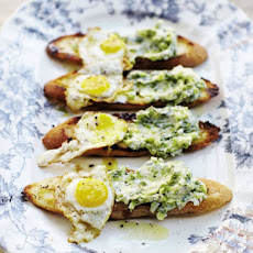 April Bloomfield's Toasts with Ramp Butter and Fried Quail Eggs