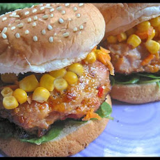Cheesy Chicken Burger W/ Corn & Carrot Relish