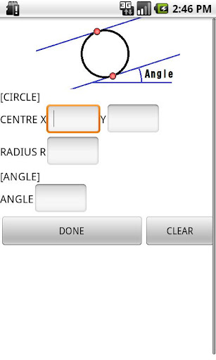 Circle tangent calculation