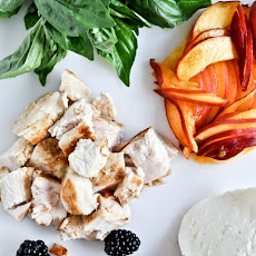 Grilled Chicken, Peach, Blackberry + Basil Pizza