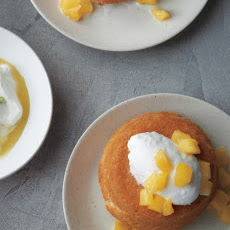 Golden Cakes with Ginger-Poached Fruit