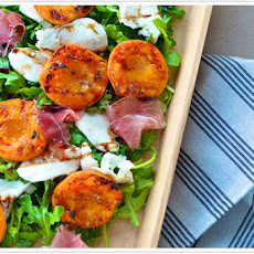 Grilled Apricot Salad with Mozzarella + Prosciutto