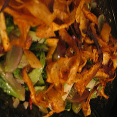 Warm Brussel Sprout Salad with Crispy Shaved Parsnip