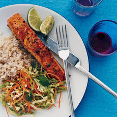 Curry Rubbed Salmon with Napa Slaw