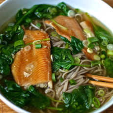 Dinner Tonight: Soba Noodle Soup with Spinach and Smoked Trout