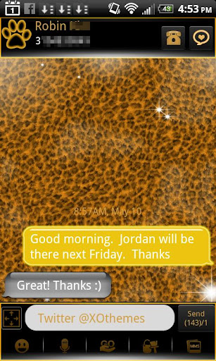 GO SMS Gold Leopard Theme Plus