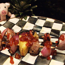 Grilled Pork Skewers With Smoked Red Curry BBQ Sauce