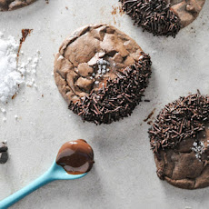 Salted Dark Chocolate Truffle Cookies