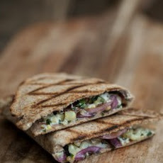 Grilled Corn, Onion, and Whipped Cilantro Goat Cheese Quesadilla