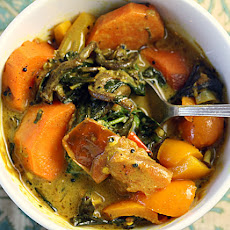 Spring Vegetable Curry with Ramp Cilantro Chutney