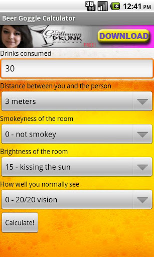 Beer Goggle Calculator