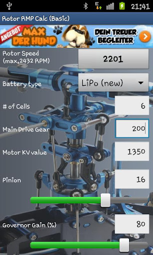 Heli Rotor RPM Calc Basic