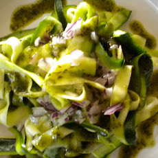 Zucchini with Almond Basil Pesto