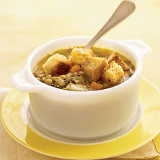 Vegetarian Lentil Soup with Croutons