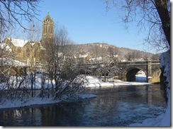 church and bridge downriver