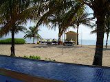 Looking over the beach bar to the jet ski rental on the property.