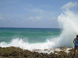 Pretty neat shot with the wave crashing, the splash coming up through the blow hole, and the sea.