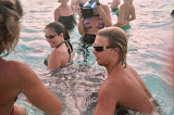 Katie getting a back rub from a stingray.