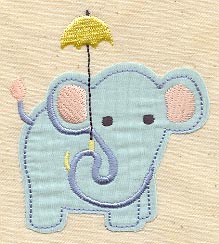Elephant with Umbrella Applique