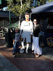 Campbell and Aunt Anne pose with the real, actual David Beckham, not a cardboard cutout. Real!