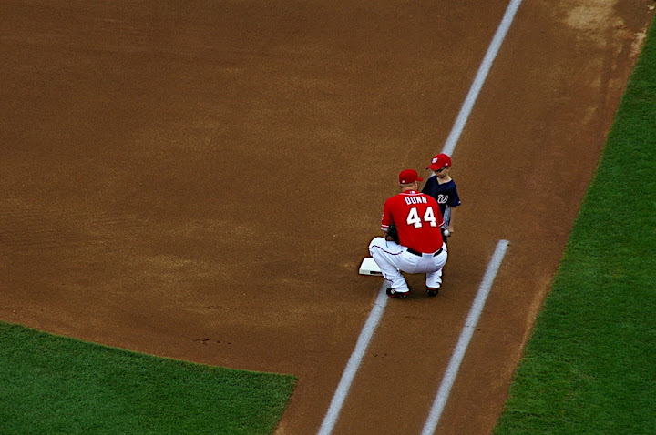 Starting 9 kid talks to Adam Dunn