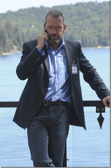 HOUSE: House (Hugh Laurie) talks to the team about their current case while he is away at a medical convention in the HOUSE episode