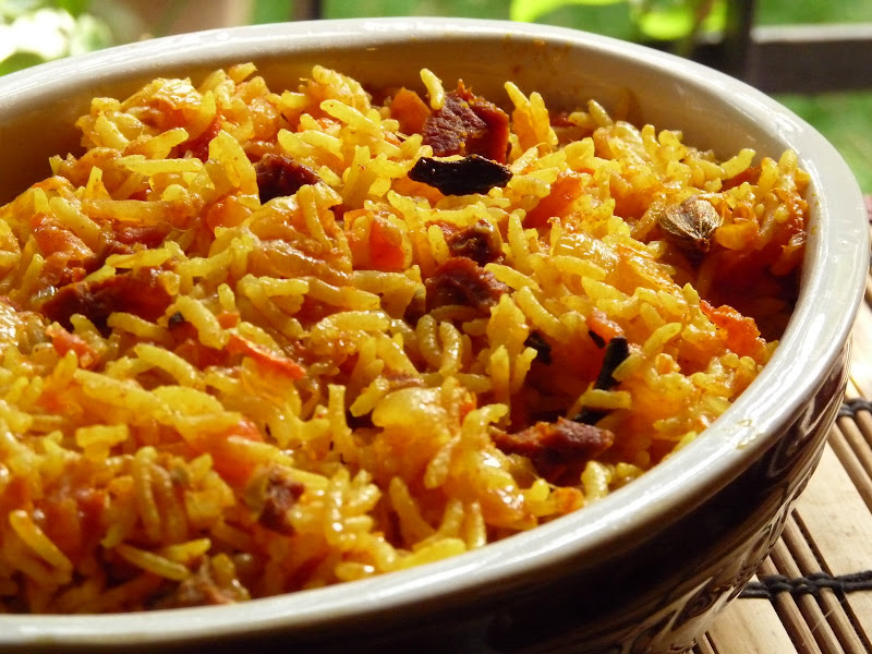 A Lithuanian Cooking in India Goan Sausage Pulao