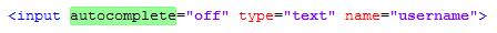 AutoComplete : OFF HTML Code