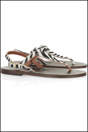 K Jacques St Tropez Cyprus flat zebra-print calf hair sandals