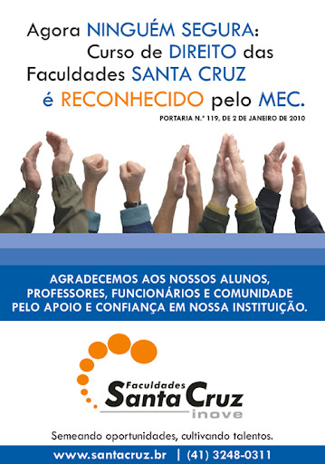 Reconhecimento do Curso de Direito das Faculdades Santa Cruz