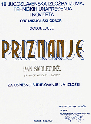 Priznanje na RAST YU 90