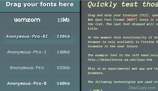 Test New Fonts using HTML 5