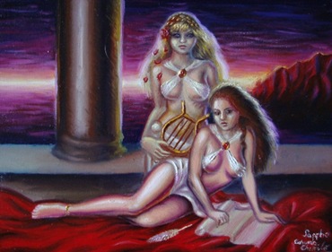 Sappho - Oil on canvas painting