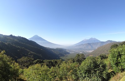 View from Earth Lodge looking down into the valley. The volcano on the left is Agua, on the right is Fuego and Acatenango. EarthLodgeView1.jpg