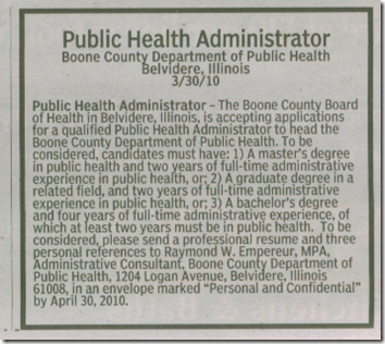 Heath Department Ad